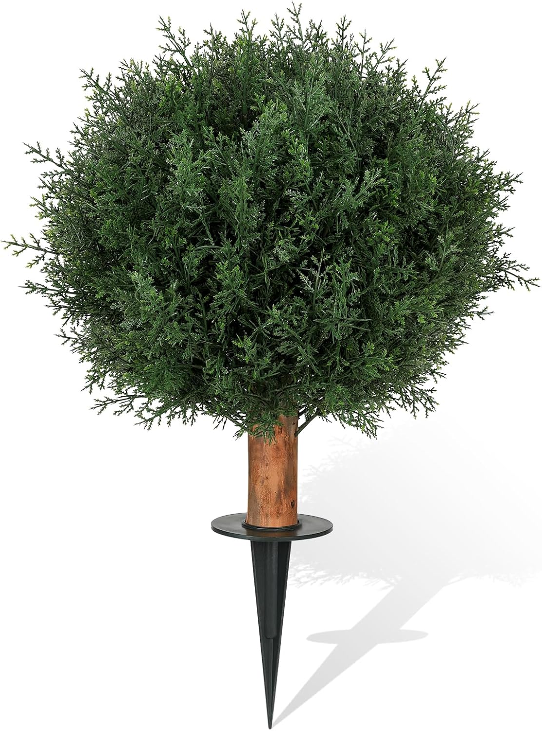 Artificial Cedar Shrubs Ball Trees with Ground Spike, 24.6 inche Tall UV-Resistant Fake Outdoor Plants Evergreen Trees, Realistic Faux Pine Bushes for Front Porch Home Patio Garden, 1 Pcs