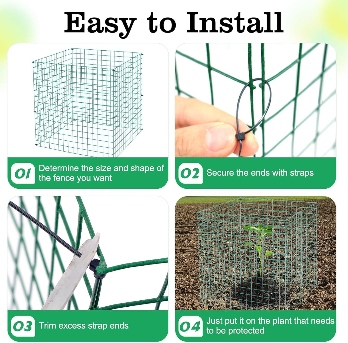 4 Packs Wire Plant Protectors,15.3" X 15.3" Wire Mesh Plant Protector cage,DIY Garden and Vegetable Protectors,Plant Cage to Protect Plants from Animals