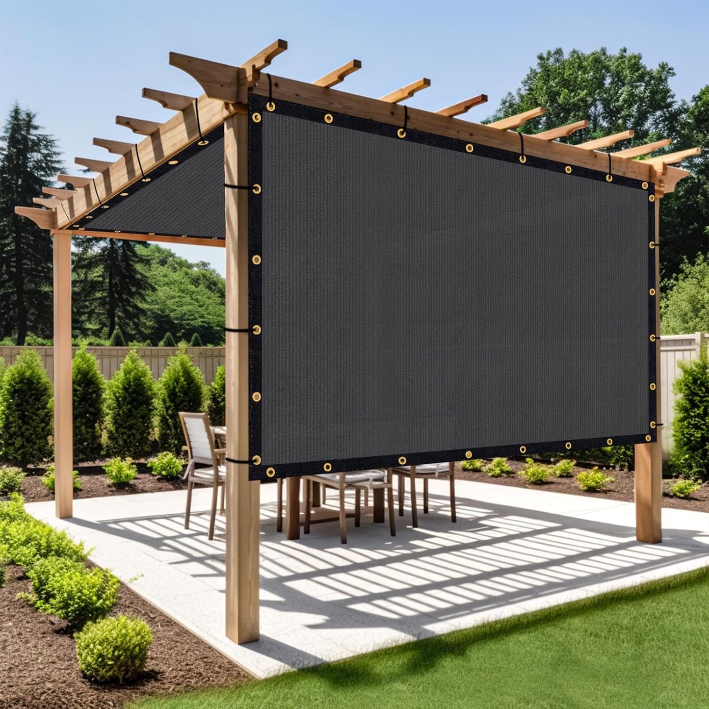 Shade&Beyond Customized Size 4' X 16' Shade Cloth with Grommets, 90% UV Protection UV Protection Mesh Tarp Sun Screens for Patio GN01, Dark Gray