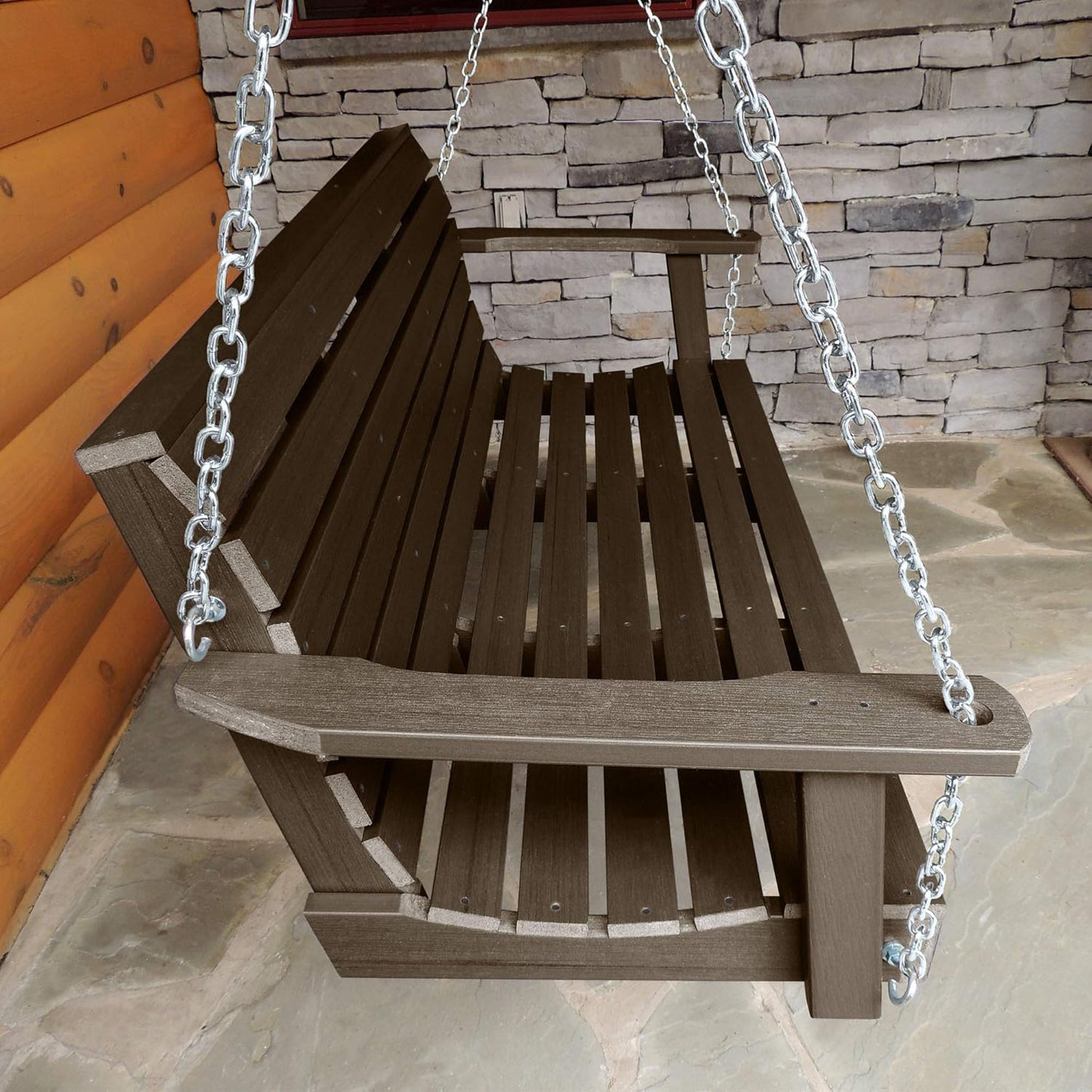 highwood Weatherly Porch Swing, 4 Feet, Weathered Acorn