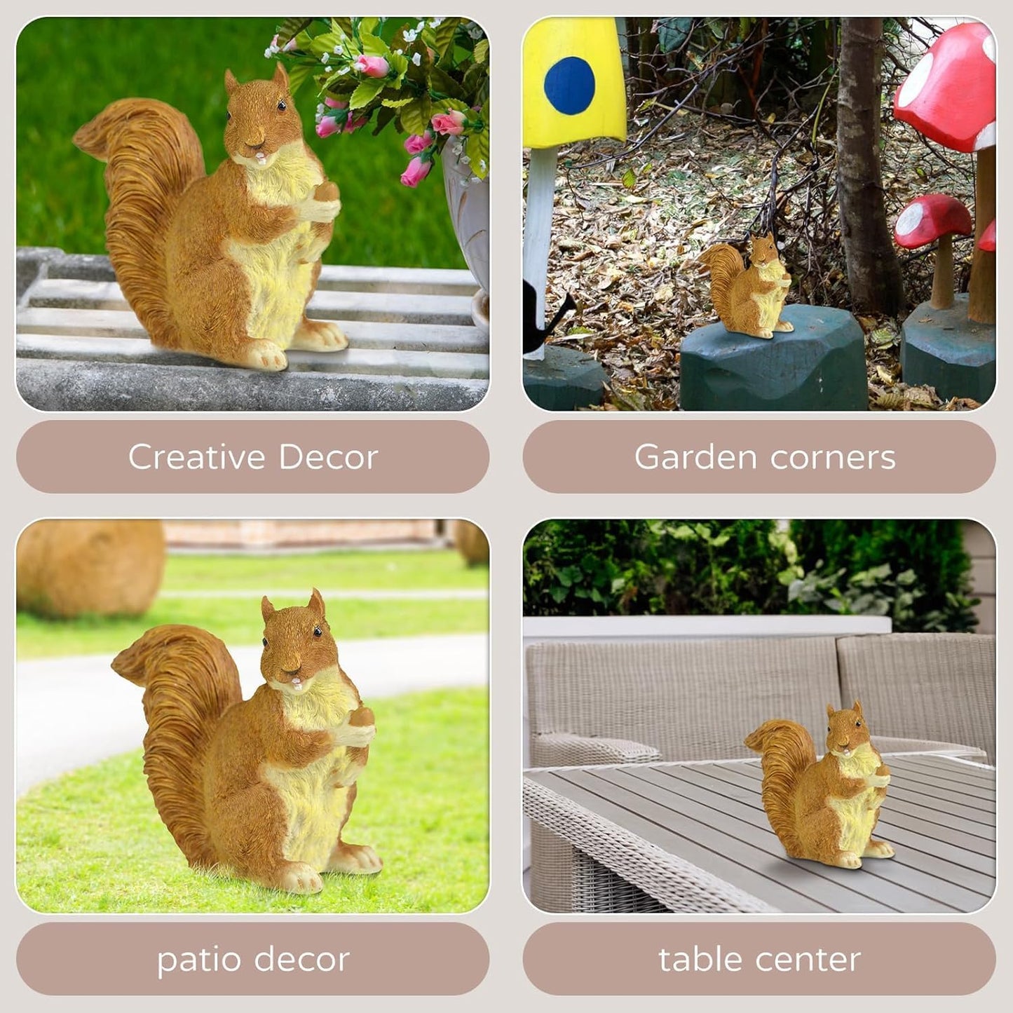 Garden Decor Polyresin Squirrel Statue with Acorn Statue - Charming Outdoor Decoration Ornament for Patio, Lawn, or Yard - Ideal for Garden Decor Enthusiasts and Nature Lovers