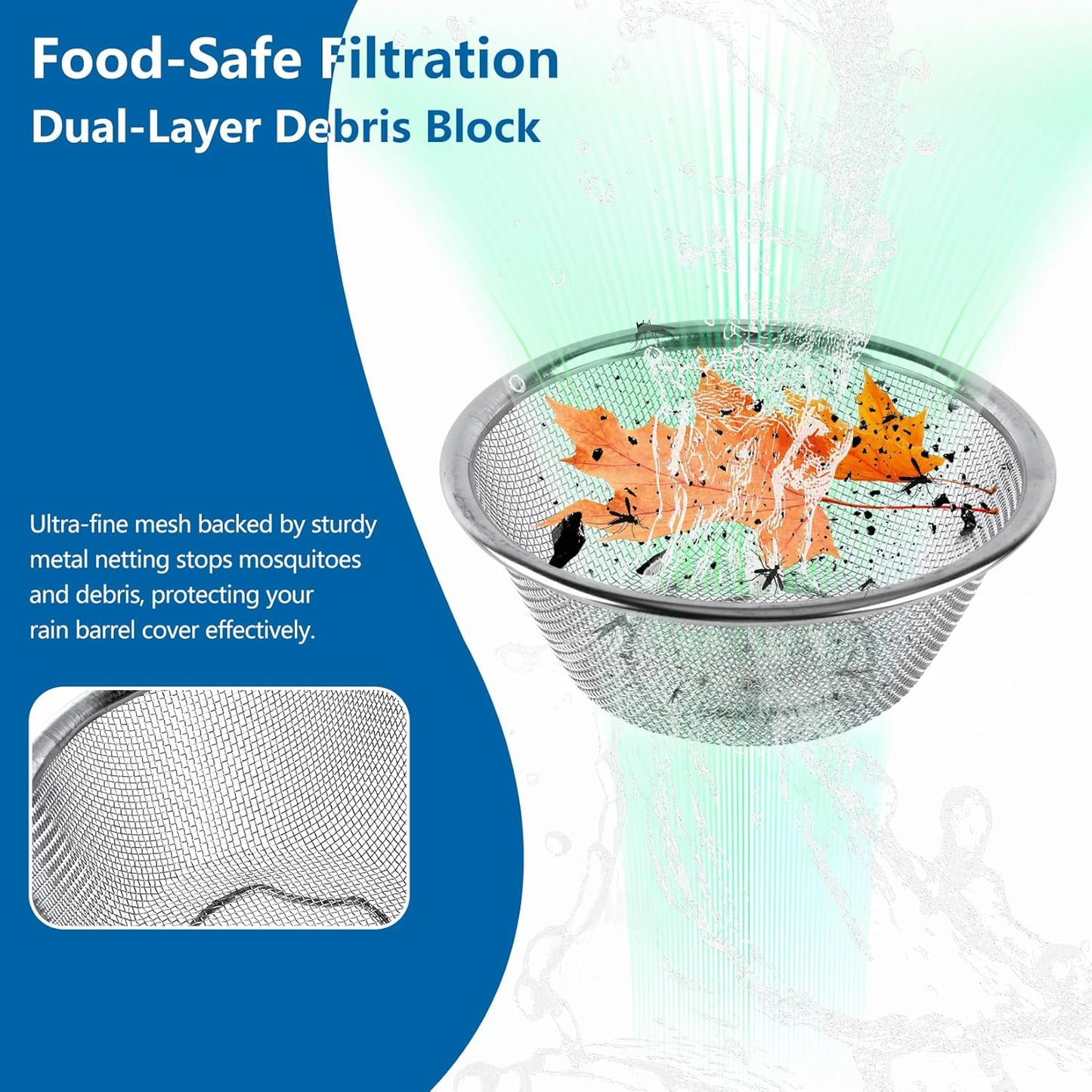 5" Rain Barrel Screen - Aluminum Mesh Cover DIY Kit for Rainwater Collection System (Rain Barrel Screen)