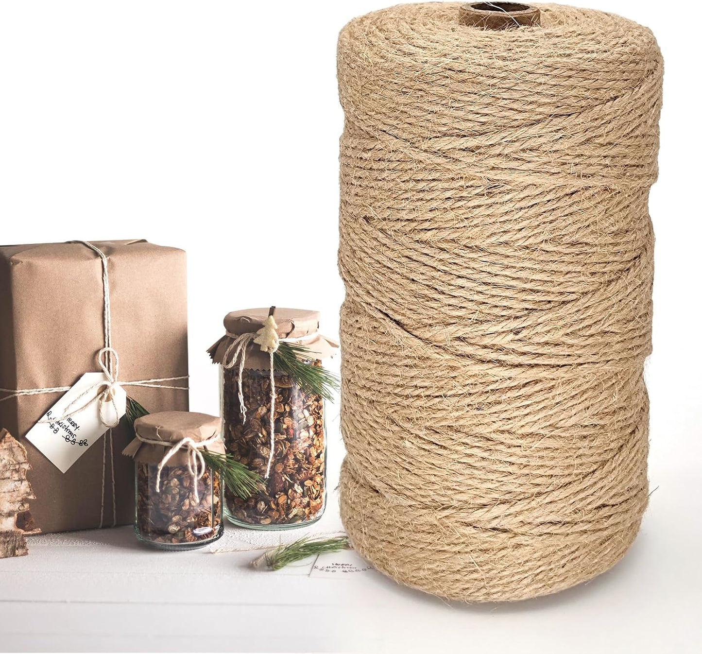 Twine String, 2mm 1148FT Jute Rope for Handmade Arts Crafts Gift Wrapping, Burlap String for Gardening Climbing Plant, Hemp Cord for Halloween Christmas Wedding Decoration