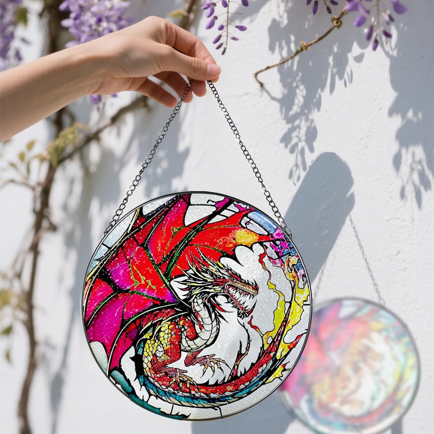 Stained Glass Window Hanging, Stained Glass Suncatcher, Dragon Sun Catcher, Window Hanging Decor, Dragon Gift, Gifts for Fathers Day, Christmas or Birthday Gift, Gifts for Him Dad Grandfather Son