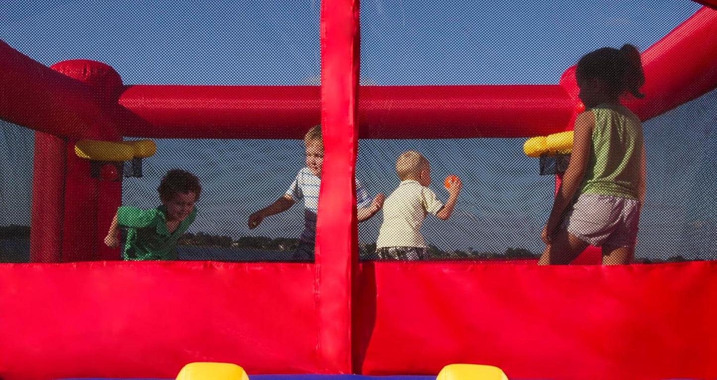 Double Play - Inflatable Dual Hoops Bounce House with Blower - Premium Quality - Holds 7 Kids - Safe and Clean