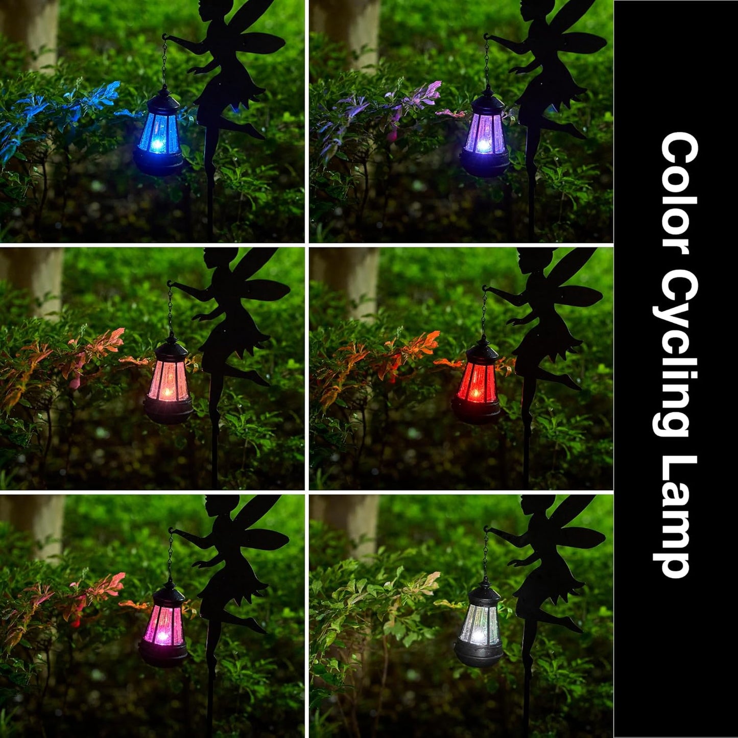 Fairy Garden Accessories Outdoor Lawn Ornaments 1 Pair - Solar Lights Halloween Decorations Outdoor Garden Statue, Metal Stakes Decorative Figurines for Yard Decor, Patio (Type B Color-Shifting)