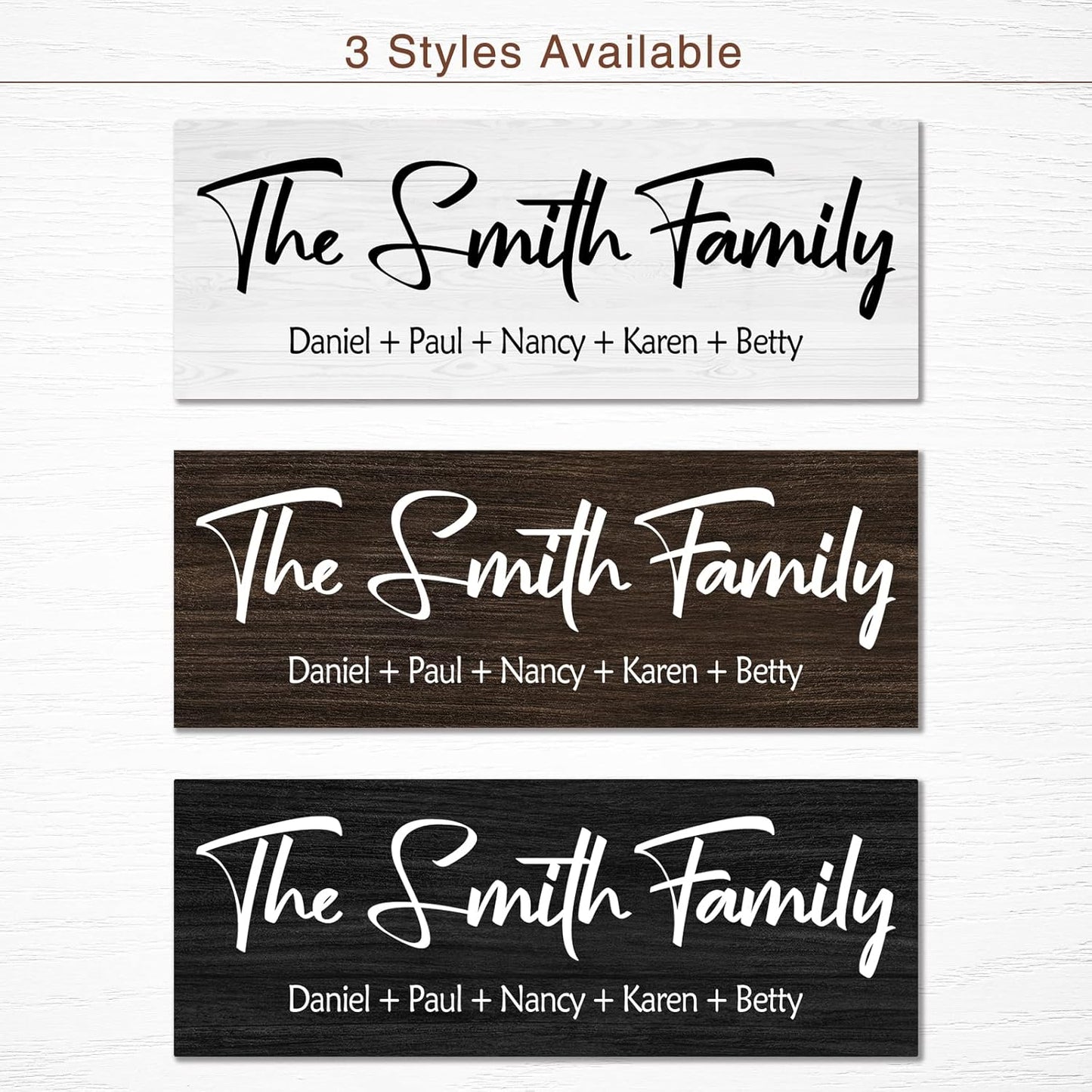 Bemaystar Personalized Family Name Wooden Sign, Rustic Farmhouse Decor - Home & Wedding Gift, 16" x 6"