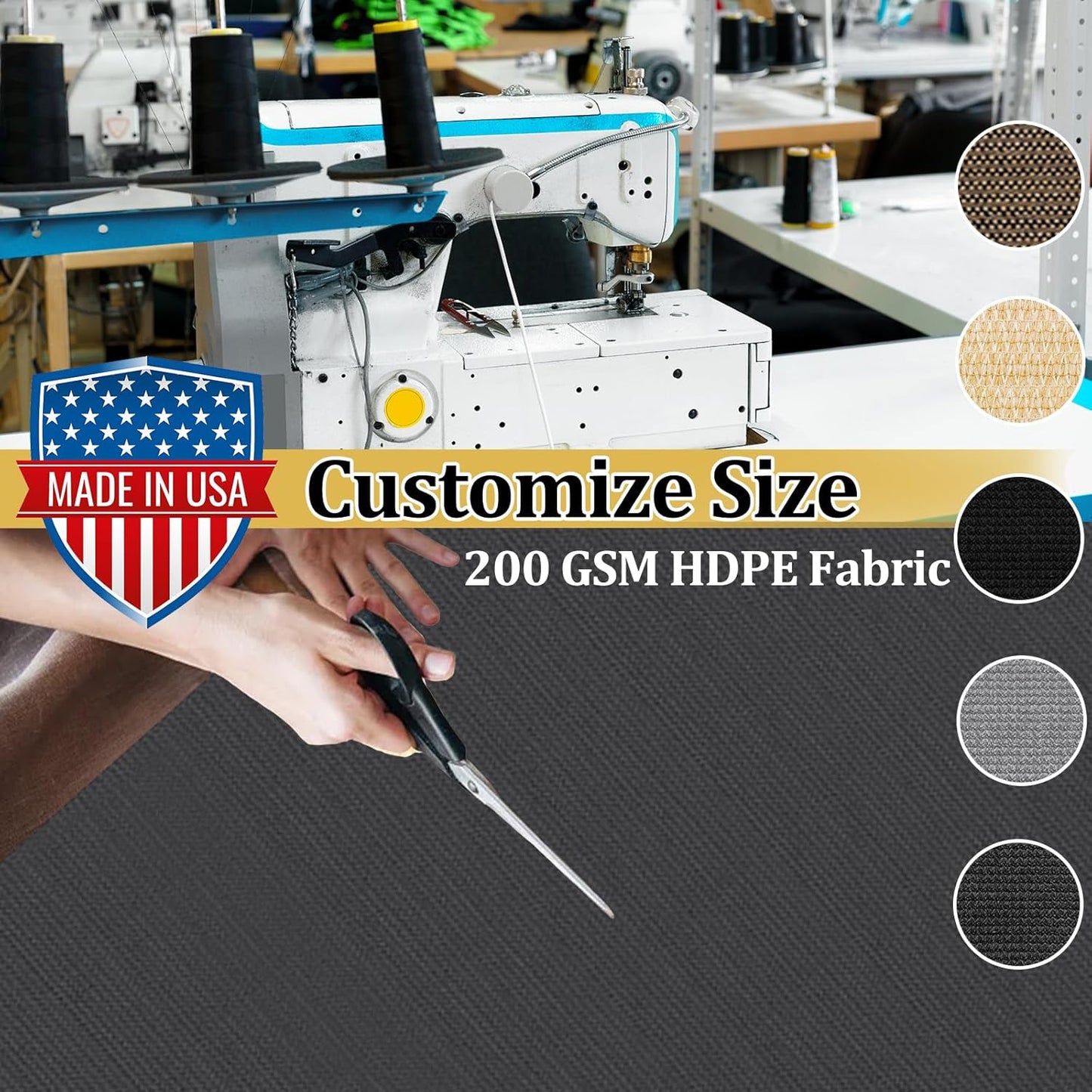 Shade&Beyond Customized Size 10' X 18' Shade Cloth with Grommets, 90% UV Protection UV Protection Mesh Tarp Sun Screens for Patio GN01, Dark Gray