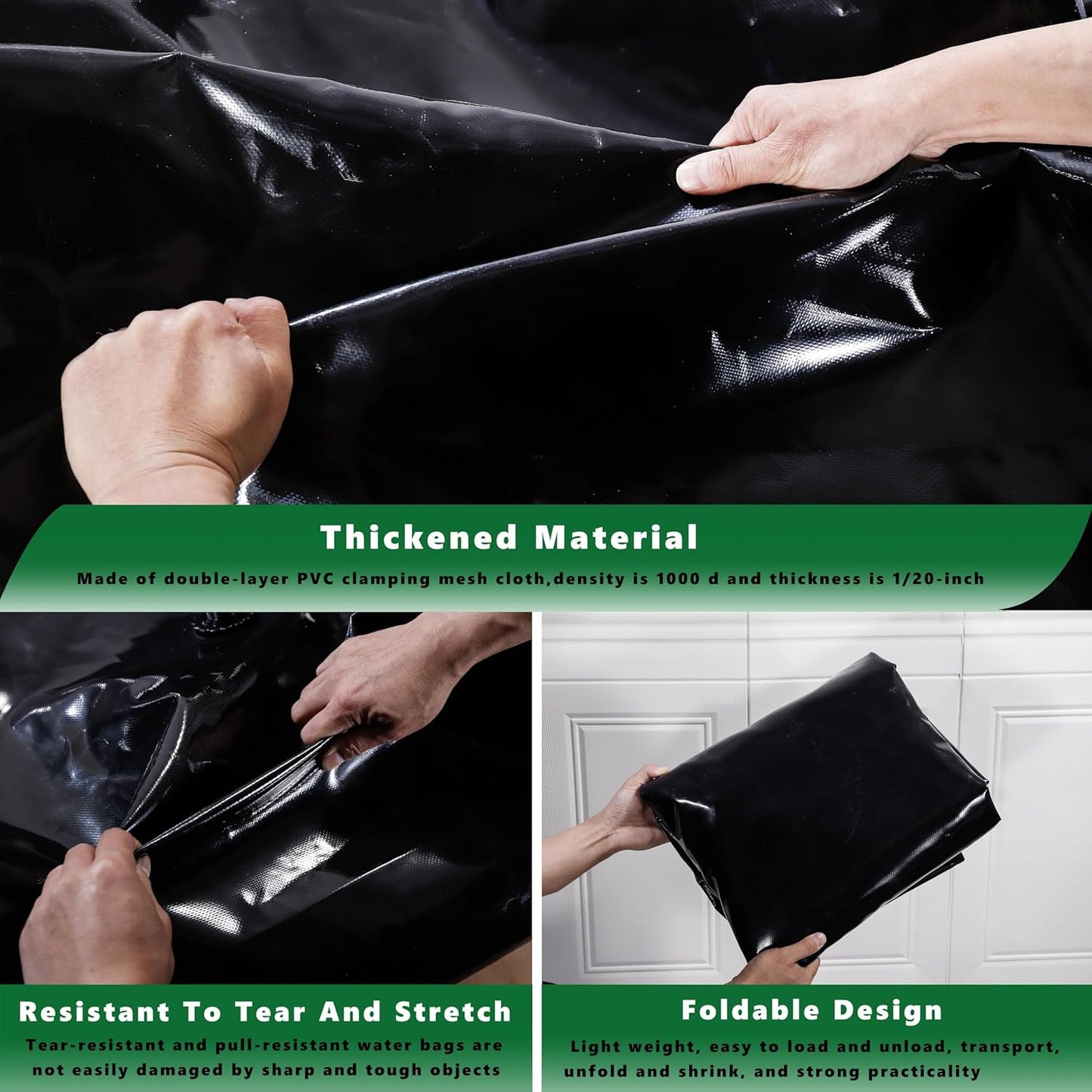 MXQMKL 4000 L/1000 gal Water Bladder Storage Containers, Foldable Portable Water Tank Large Capacity Soft Water Bag, Drought Resistance, Fire Prevention, Emergency Water