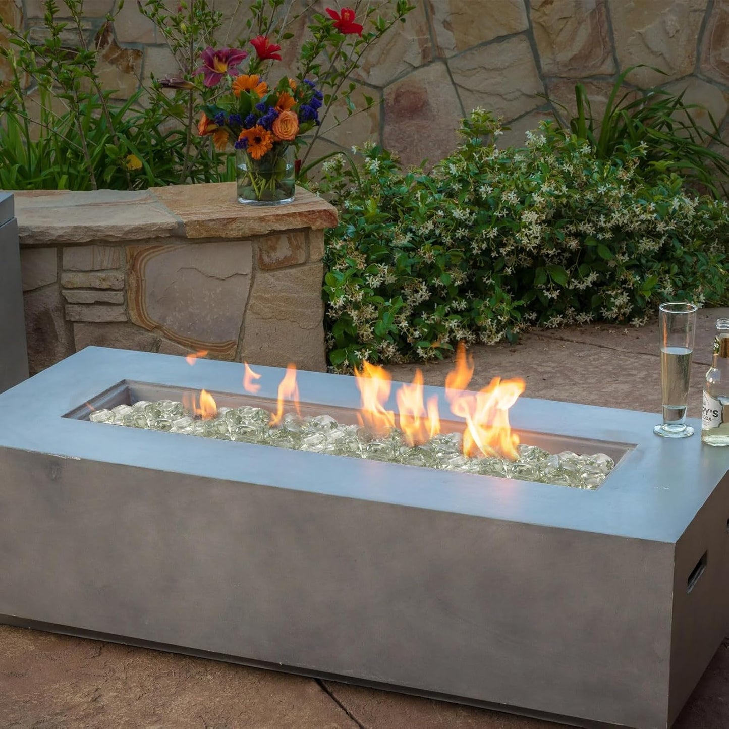 Clear Fire Pit Glass Cube, Tempered Glass Bead for Fireplace, Firepit Table Indoor or Outdoor, Propane and Natural Gas, 10 Pounds Fire Rocks, Heat Resistant, No Poping, Crystal Reflective