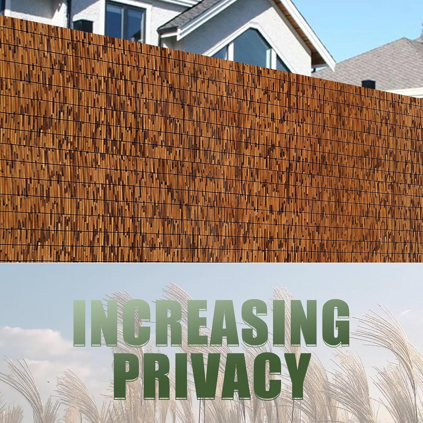 Reed Bamboo Screen Fencing,4FT X 16.4FT Natural Reed Fencing Reed Screen for Balcony Reed Fence Bamboo Reed Fence 4 Feet High for Outdoor Backyard Patio(Brown)