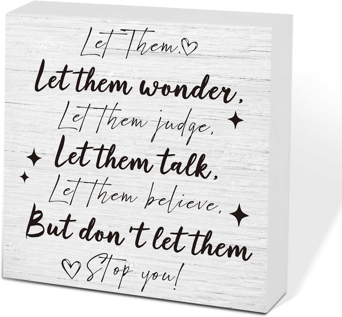 Let Them Wooden Sign, Desk Decorations For Women Office, 5x5 Inch Farmhouse Funny Office Decor Wood Box Sign, Desk Shelf Cubicle Accessories, Appreciation Gifts for Coworkers Boss, 11