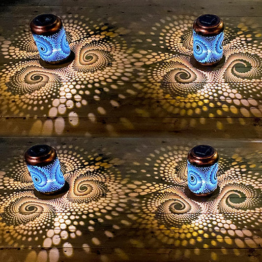 DIBIEECN 4 Pack Solar Lanterns Outdoor Hanging Lantern Metal Waterproof LED Lantern with Solar Powered Garden Patio Decorations Decor Lantern with Handle Christmas Gift Idea, Blue