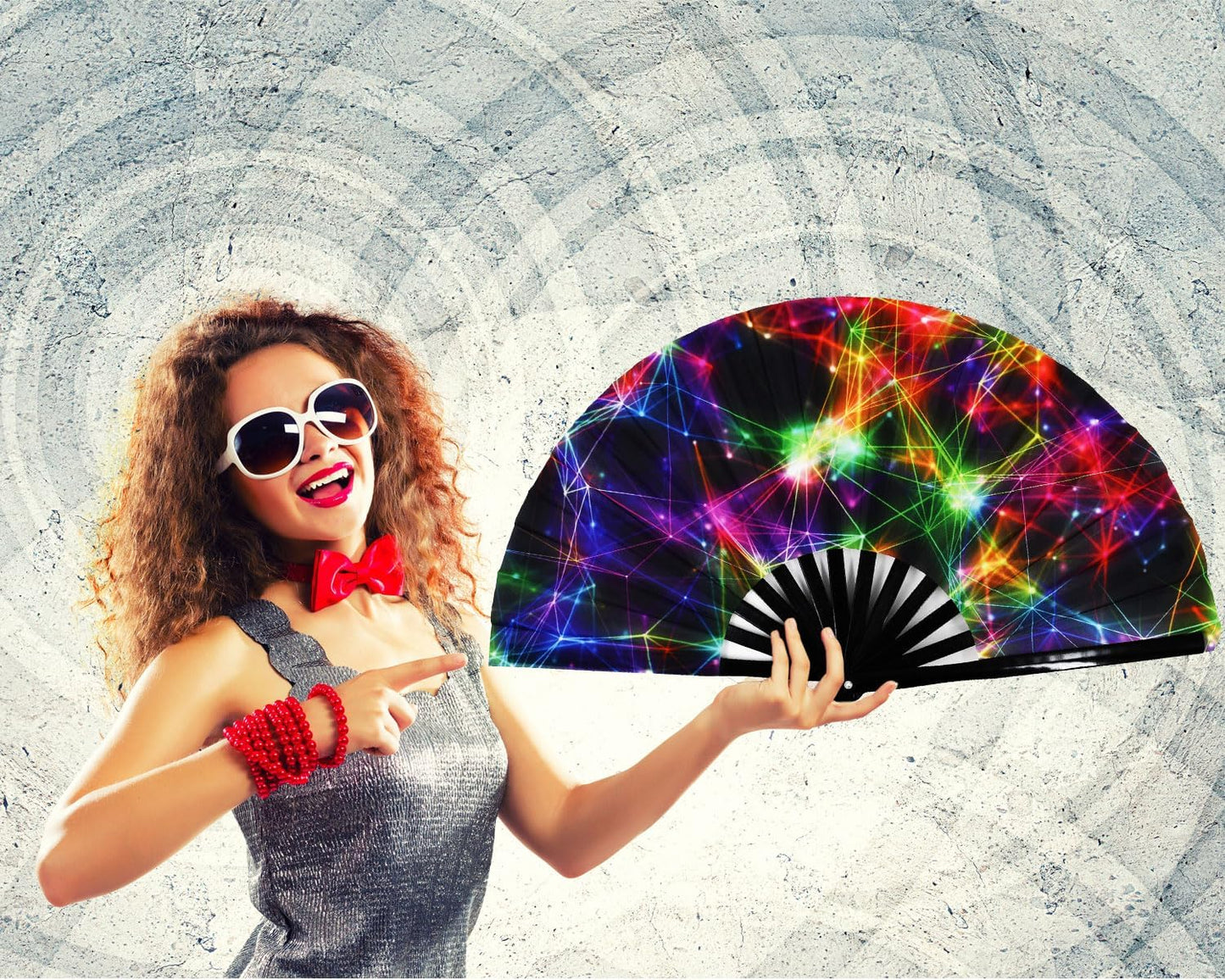 Large Rave Fan Folding Hand Fan Popping Fan for Line Dancing, Big Foldable Clacking Fans Clap Fans for Boots On The Ground Dance Festival, Dancing, Performance (Starry Sky)