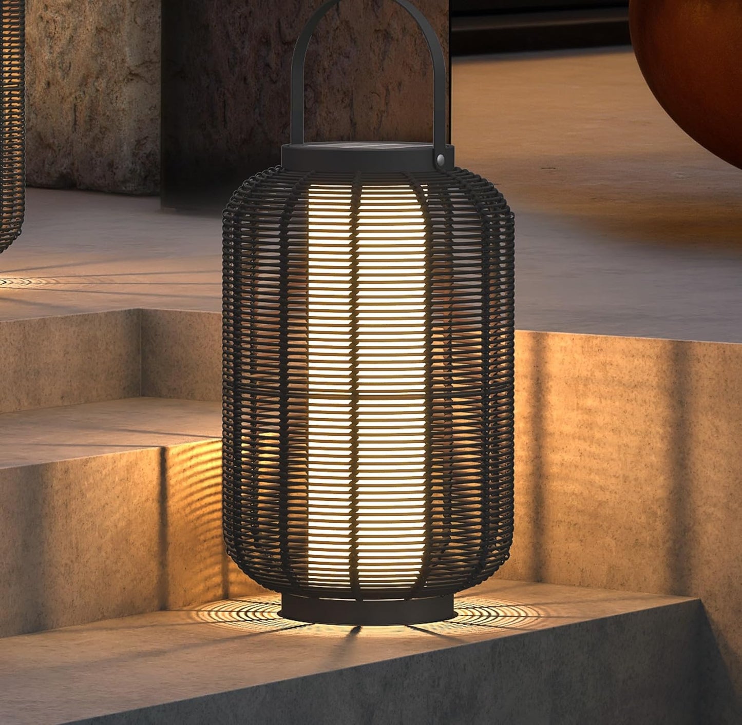 Solar Yard 1-Pack Outdoor Solar Lantern Lamp, Water-Resistant Boho Lights for Outside Hanging Lantern Table Lights Decoration for Garden, Patio, Porch, Trees, Pathway, Black