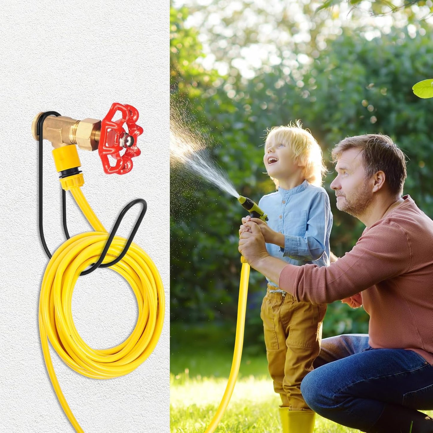 Garden Hose Holder Water Hose Hanger Wall Mounted,304Stainless Steel Solid Hose Hook Holds Up to 50Ft Garden Hose, Expandable Hose, Water Hose(Matt Black 2pcs)