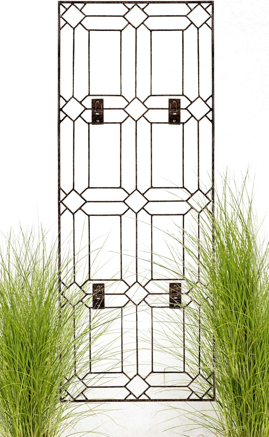 H Potter Outdoor Metal Wall Decor or Trellis for Climbing Plants Art Garden Panel Roses Vines Privacy Includes Brackets for Hanging GAR258W1