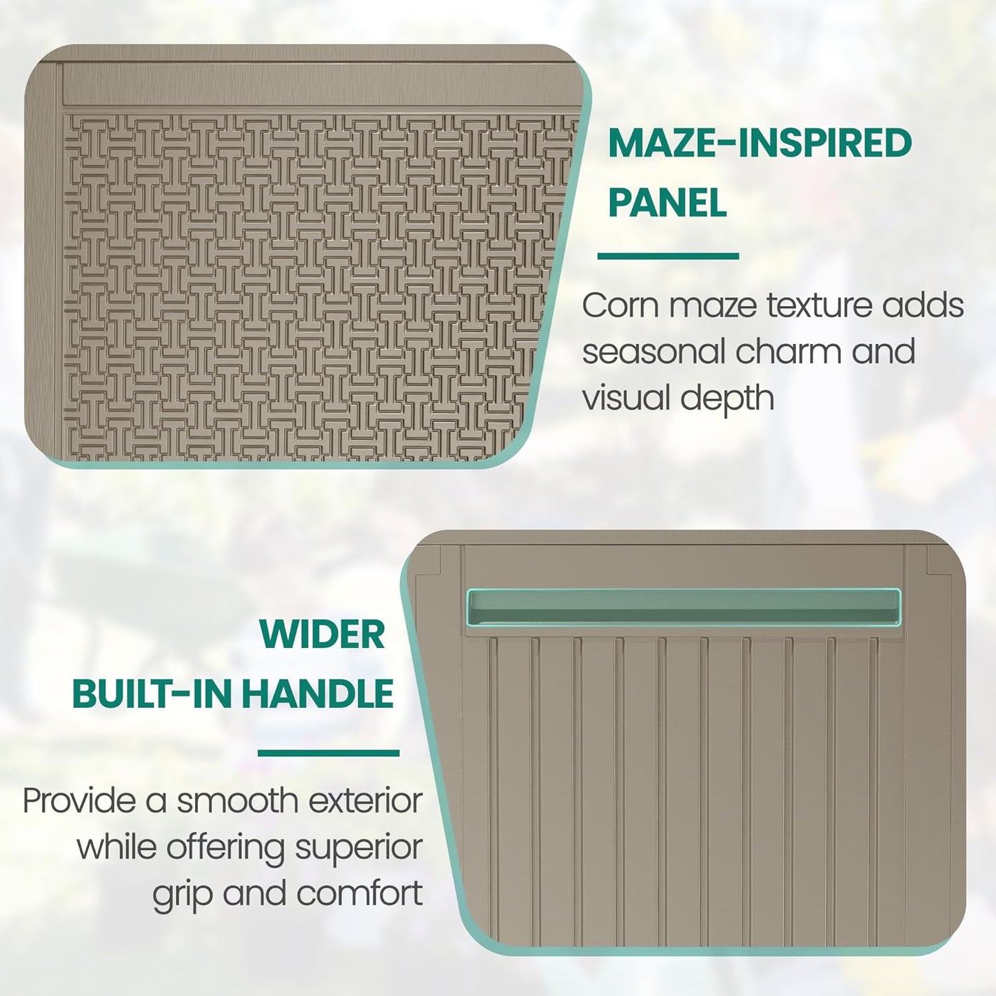 90 Gallon Outdoor Deck Box, Waterproof Outdoor Storage Box, Durable Resin Bin for Patio Cushions, Garden Tools and Pool Accessories, Lockable with UV Protection, Khaki, Patio Furniture