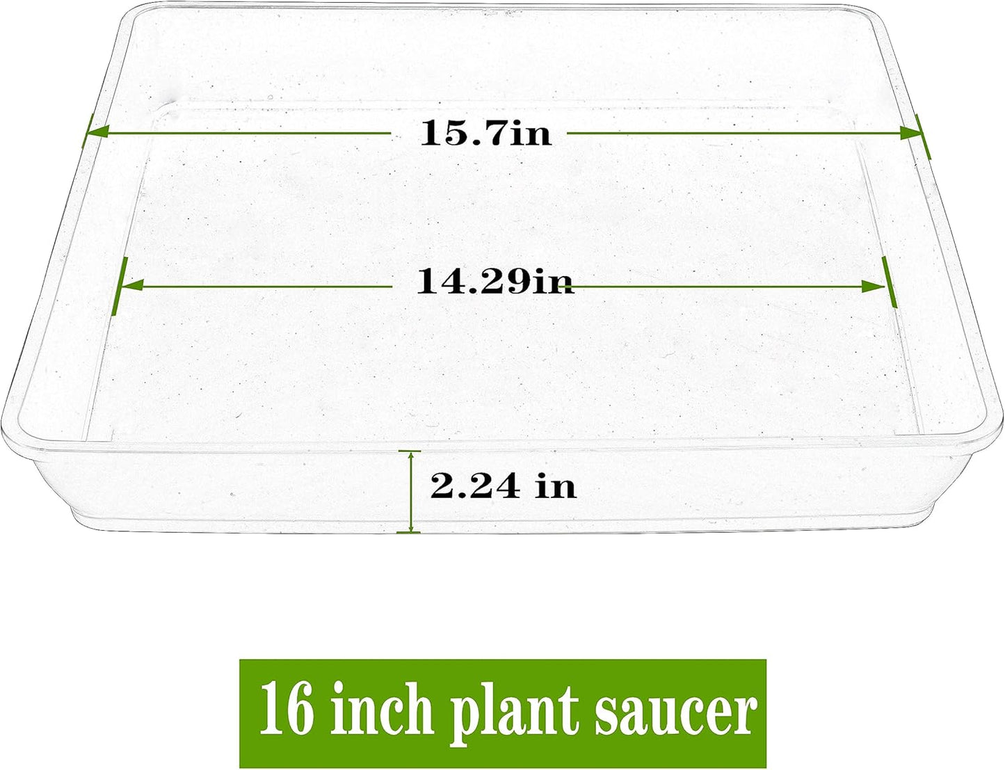 4 Pack Square Plant Saucer 16 Inch, Heavy Plastic Plant Saucer, Deep Heavy Duty Plant Pot Saucers, Planters for Indoors and Outdoors Plants，Large Plant Trays for Pots.