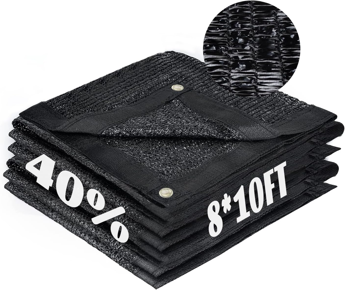 Cool Area 40% Sun Shade Cloth Mesh Tarp with Grommets for Plant Cover 8x10ft Patio Canopy Garden Pergola Blackhouse Car Barn Kennel Black