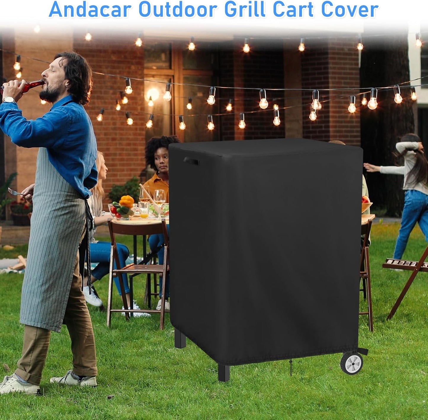 Outdoor Grill Cart Cover for Pinikox Kitchen Island Prep Table, Waterproof Grill Table Rolling Bar Cart Cover BBQ Grill Cover