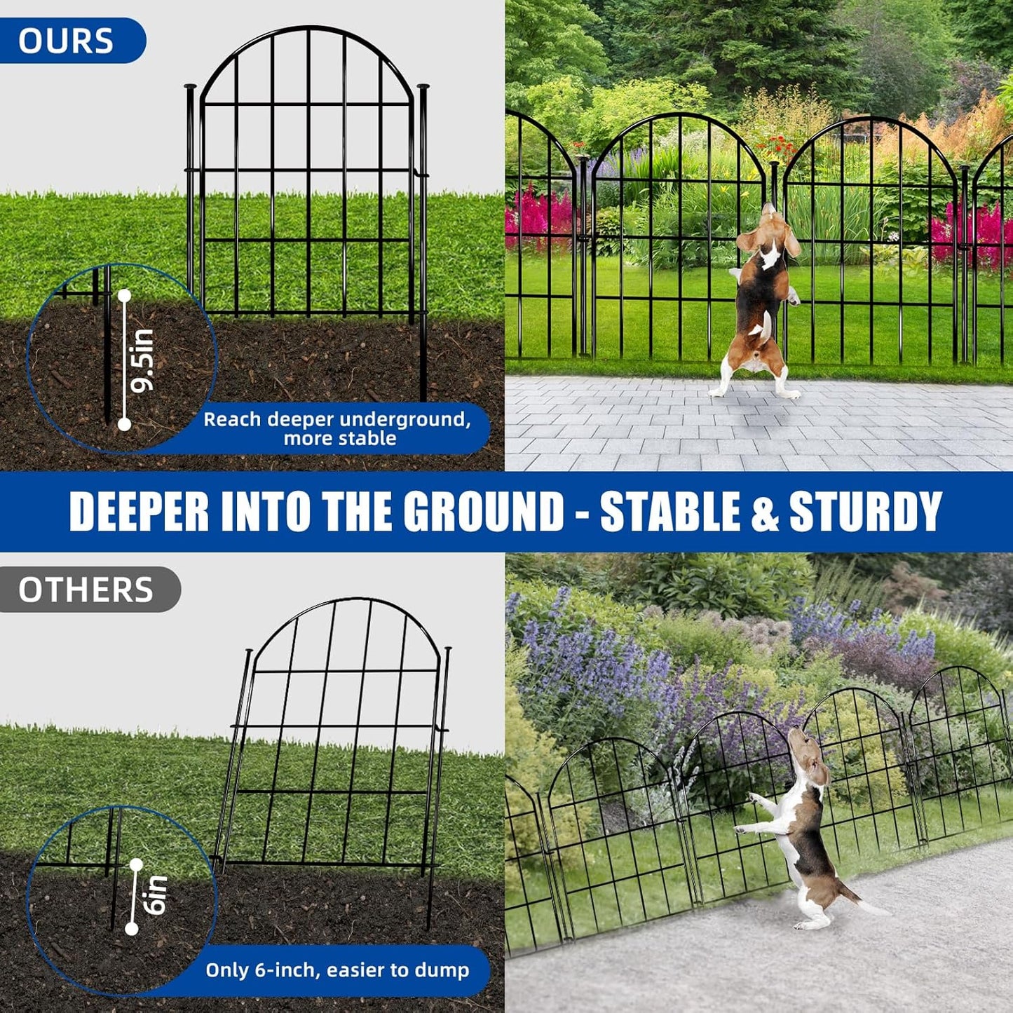 26 Pack Decorative Garden Fence, 22in X 28ft Arched No Dig Fence Border, Garden Edging Border, Rustproof Metal Animal Barrier with Ground Stake for Dog, Rabbit, Outdoor Yard Patio Decor