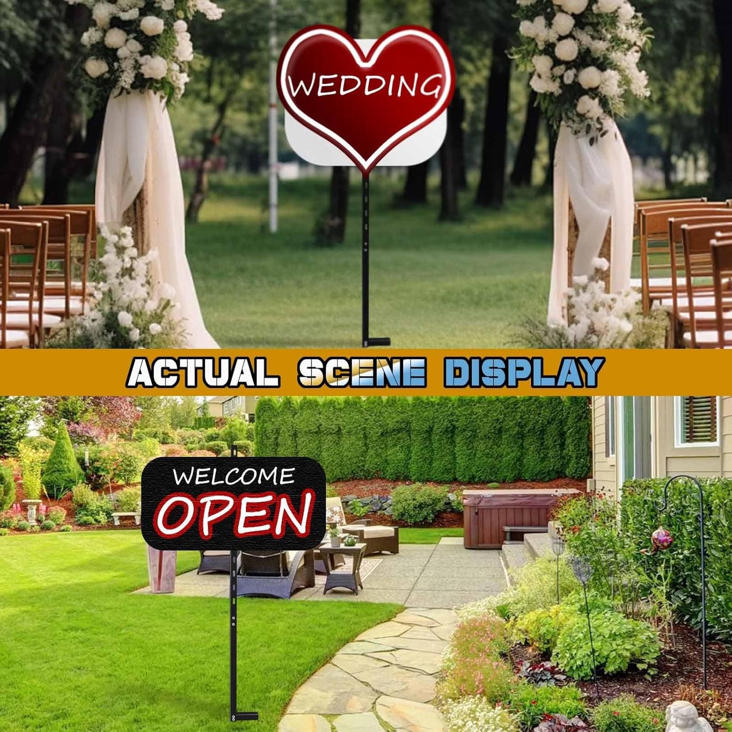 5 Pcs 46 inchens T-Bar Yard Sign Stakes Heavy Duty Metal Stake Yard Sign Holder/Black Steel Powder Coated Sign Posts for Outside/ 2mm Thickness Rust-Proof Outdoor Sign Holder for Outdoor Lawn Yard