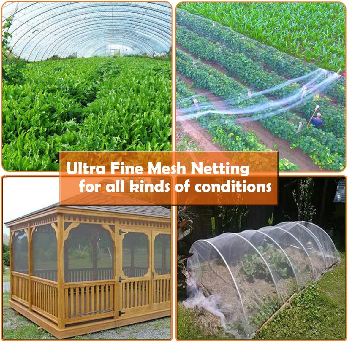 Garden Pest Barrier Netting, Insect Barrier Net 8x24Ft Ultra Fine Protect Netting Thickened Mesh Net Plant Covers for Vegetable Plants Fruits Greenhouse Row Cover Raised Bed Barrier Screen Bugs Out