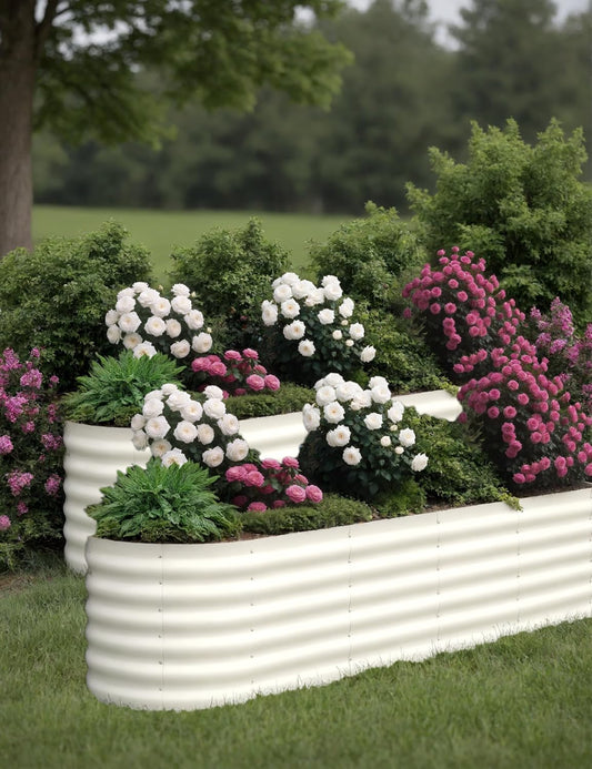 2 Pcs Raised Garden Beds Outdoor 8x2x1.5 ft - Galvanized Steel Planter Box for Vegetables, Flowers, Rust-Resistant Garden Box, Easy Assembly Raised Beds, Durable Planters for Outdoor Plants, Beige