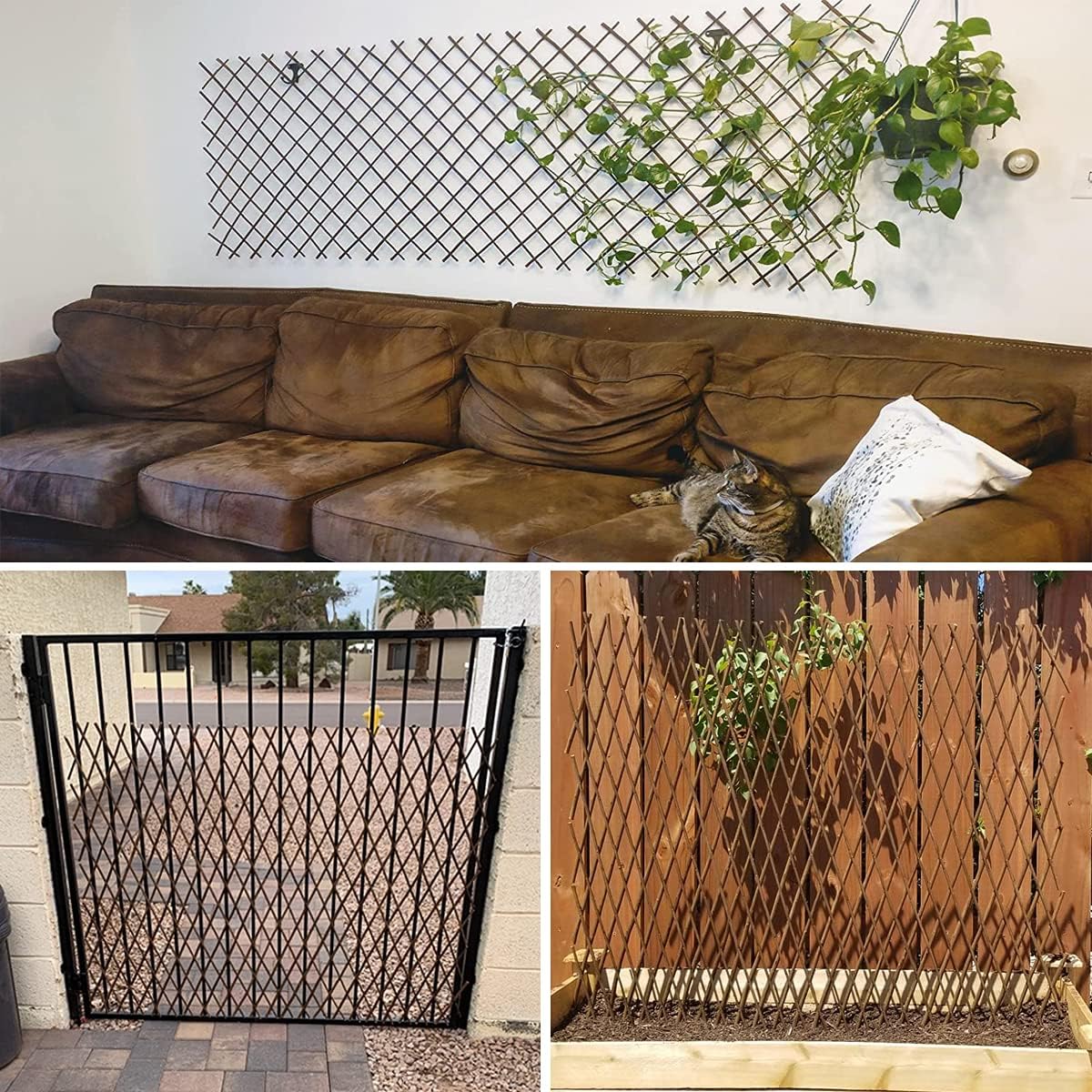 Expandable Willow Trellis for Climbing Plants Outdoors,Nature Garden Fence Lattice Panels for Outside Plant Support for Vine, Ivy, Rose, Cucumbers, Clematis 36x92 Inch(4PC)