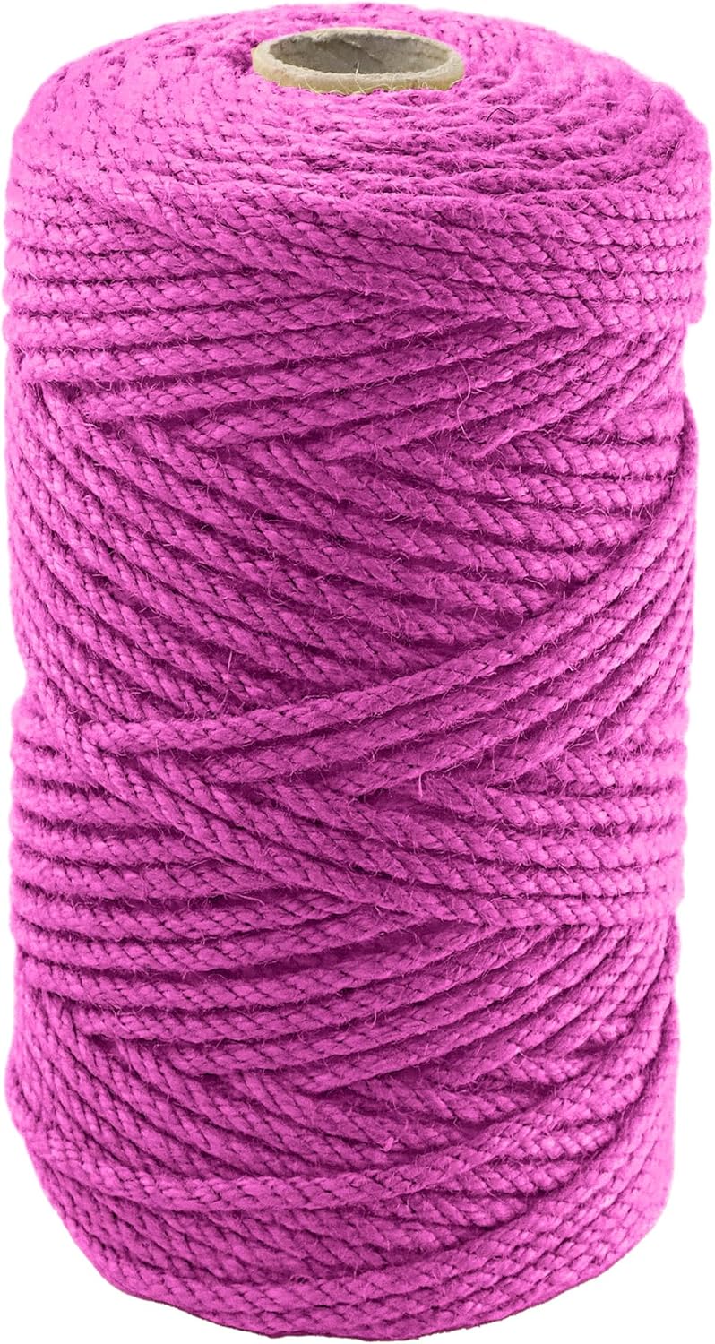 4mm x 200 Feet Pink Jute Rope, Twine for Gardening Tomato Climbing Plant Tie Floristry Crafts Gift Wrapping Packing Decor