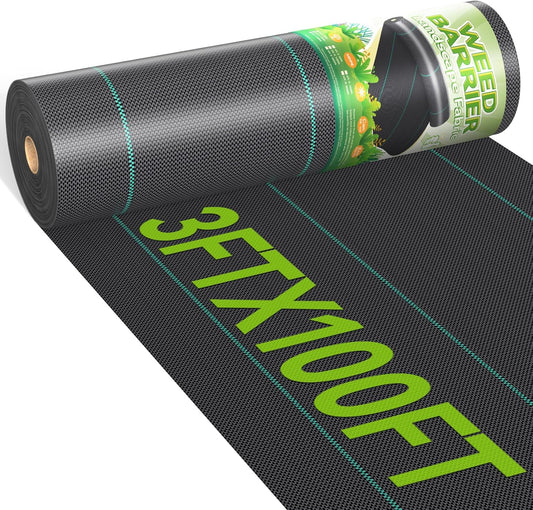 3ftx100ft Weed Barrier Landscape 3.2oz Fabric Heavy Duty, Woven Weed Control Cloth, Woven Geotextile Fabric for Underlayment, Gardening Ground, Commercial Driveway Weed Block Cover Mat