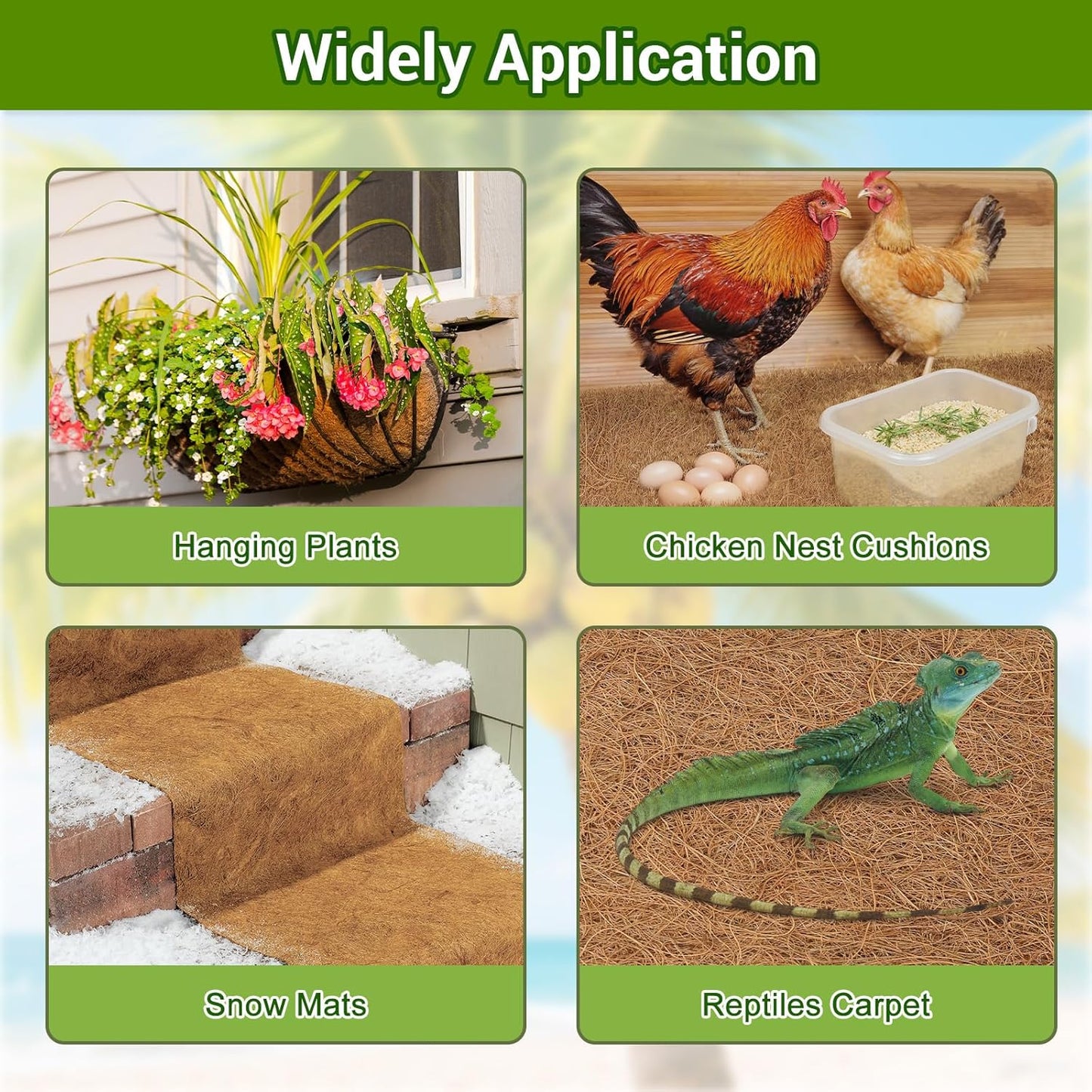 Coconut Liners for Planters 24x80 Inch, Natural Coco Liners for Planter Flower Basket, Thick Coco Fiber Mat for Garden Decoration, Hanging Basket, Animal pet pad