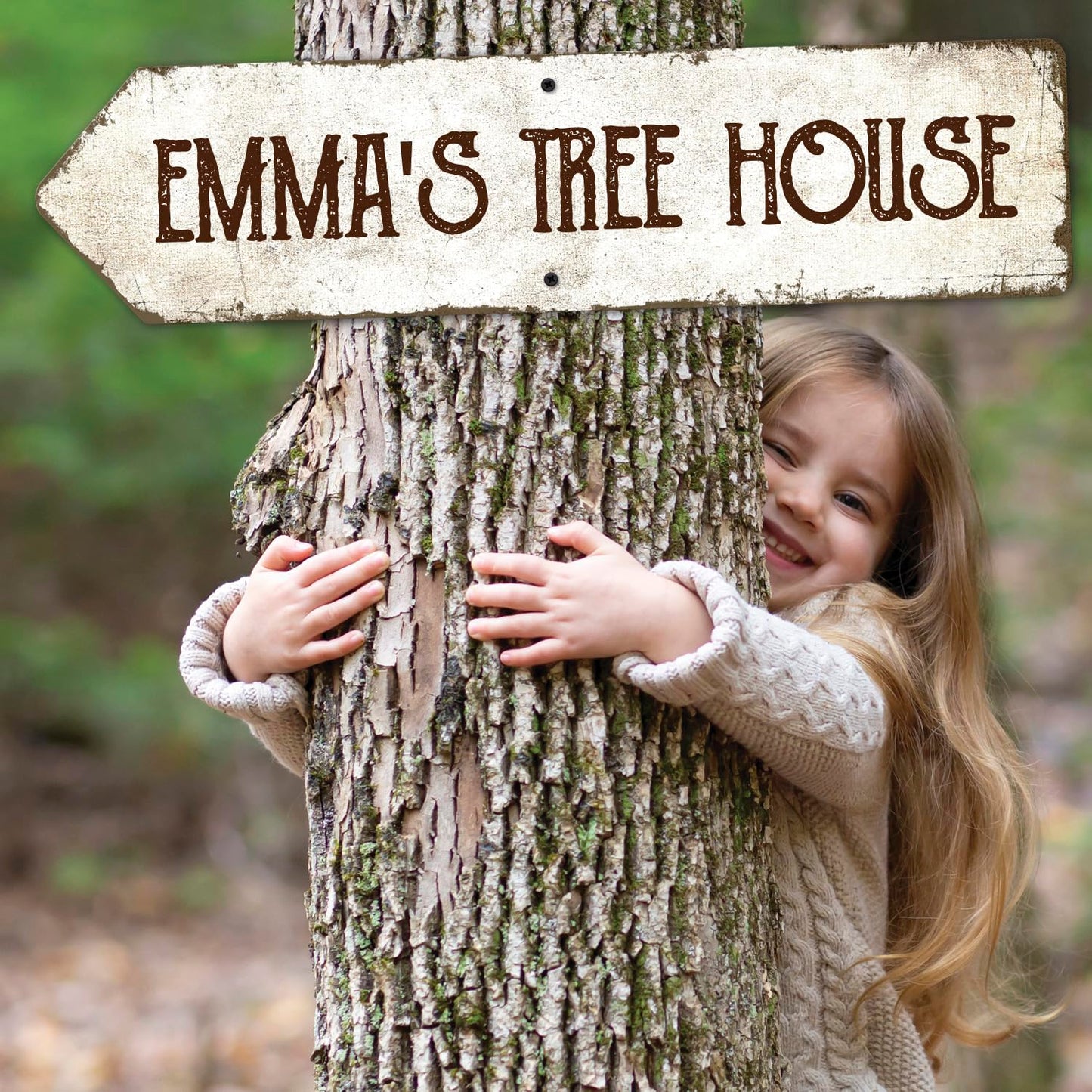 Rustic Custom Sign, Personalized Left Directional Metal Composite Street Sign for Indoor and Outdoor Use 6x24 Inches, ACM Made in the USA