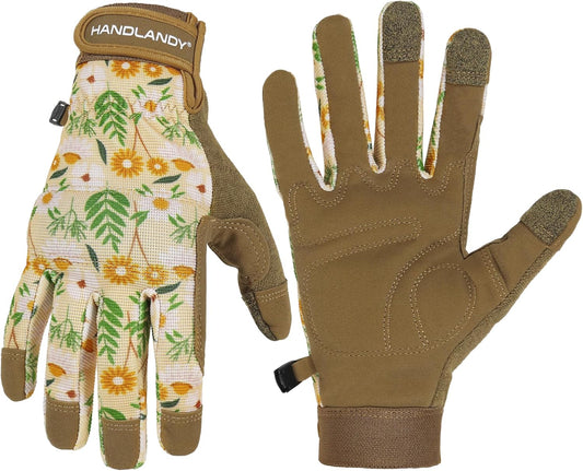 HANDLANDY Women Safety Work Gloves Utility Touch Screen Working Grip Glove for Yardwork Gardening Breathable Mechanic Gloves