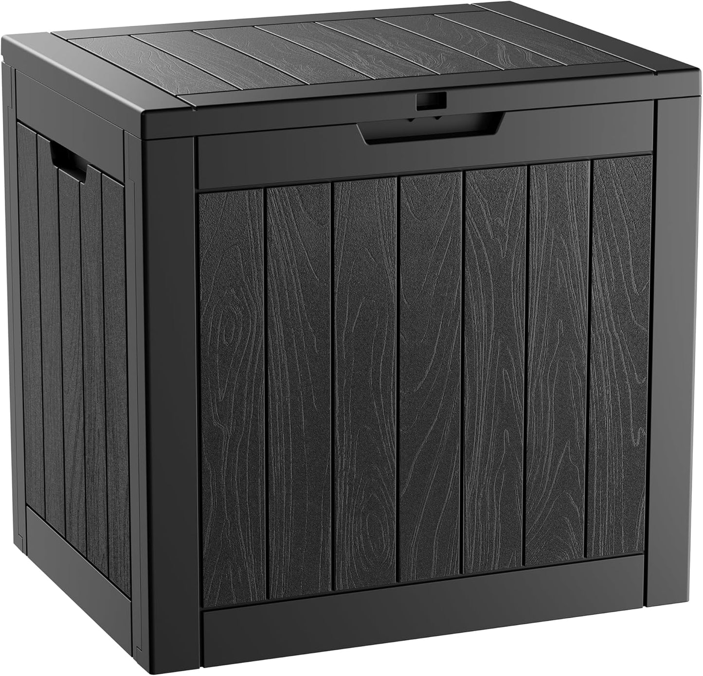 KAMABOKO Deck Box, 35 Gallon Resin Indoor and Outdoor Storage Boxes Waterproof for Garden Tools, Pool Accessories Storage Bench, Patio Furniture and Cushions with Lockable Lid, Black
