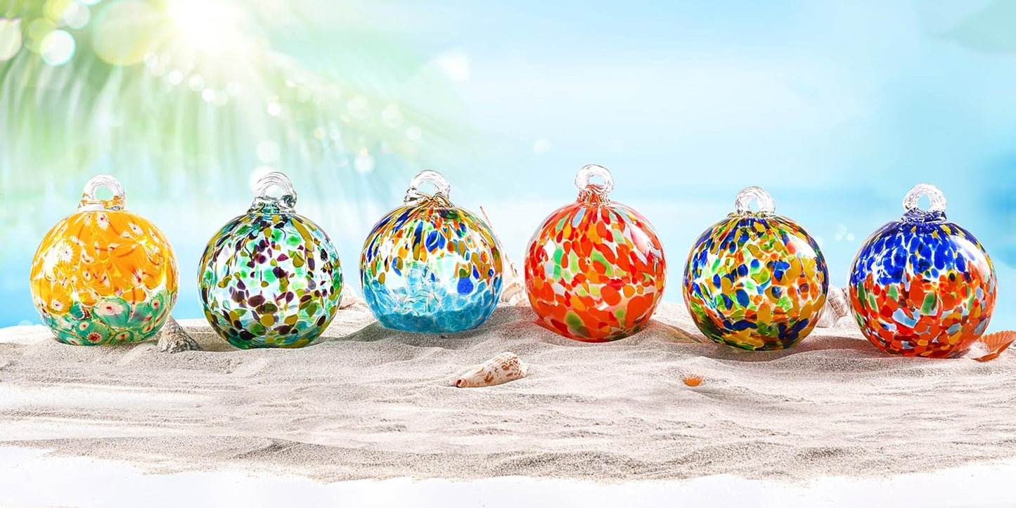 EUSTUMA Hand Blown Glass Witch Ball,Glass Ball Ornament Hanging Garden Gazing Ball Indoor Outdoor Home Décor. (3)