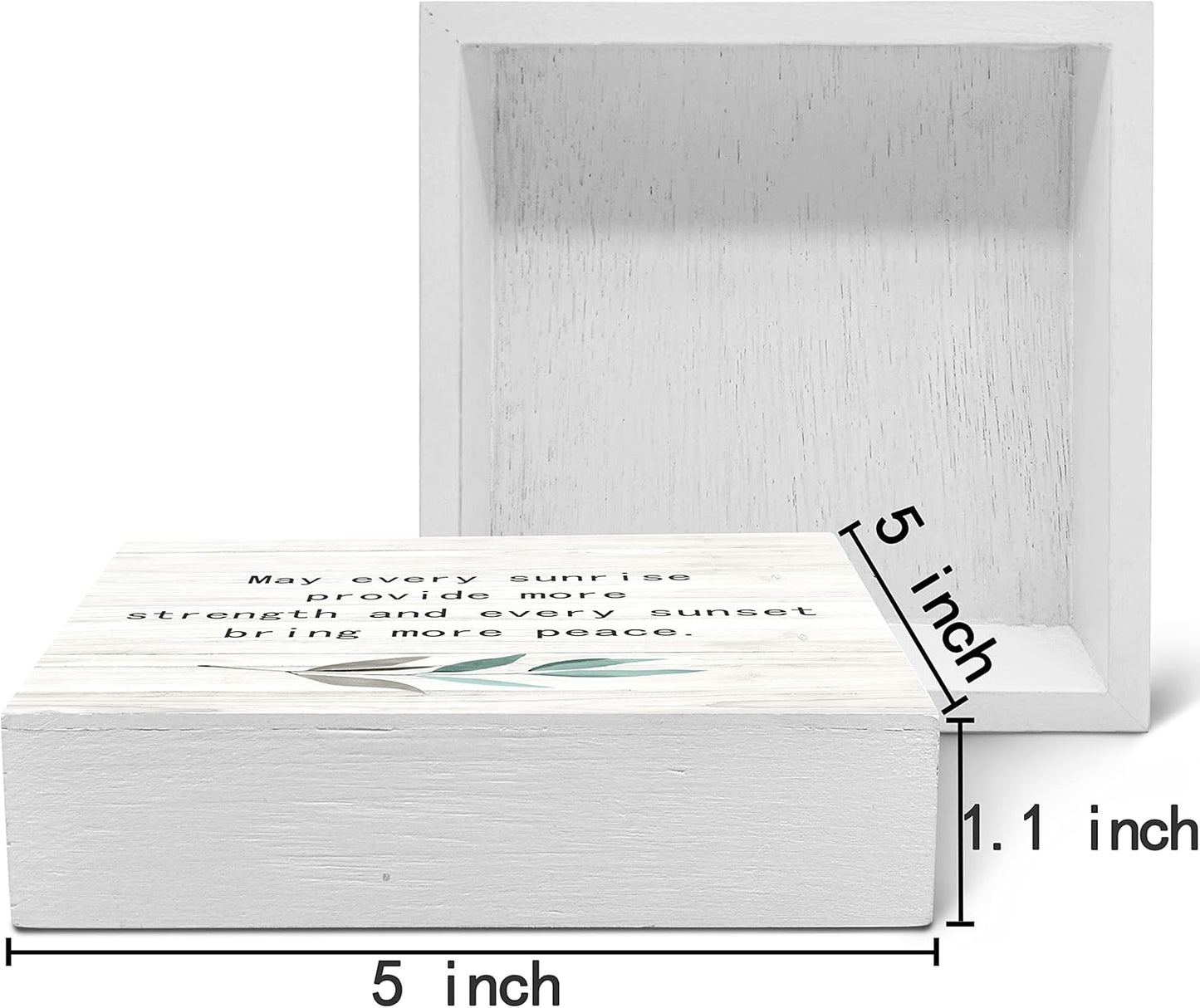 SRADMO May Every Sunrise Provide More Strength and Every Sunset Bring More Peace Wood Box Sign Desk Decor, Rustic Inspirational Wooden Block Box Sign Decoration For Home Office Shelf Table Decor