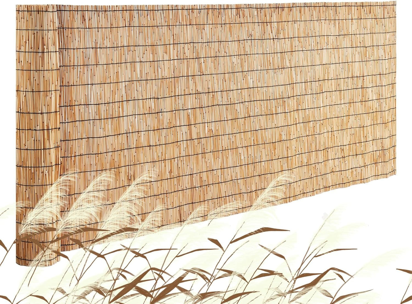 VEVOR Natural Reed Fencing, 3.3 ft x 13.3 ft, Reed Screen Curtain Balcony Reed Fence Roll for Outdoor Backyard Patio, Decorative Fence for Backyard Garden Fencing Divider, Privacy Screen Panel Curtain