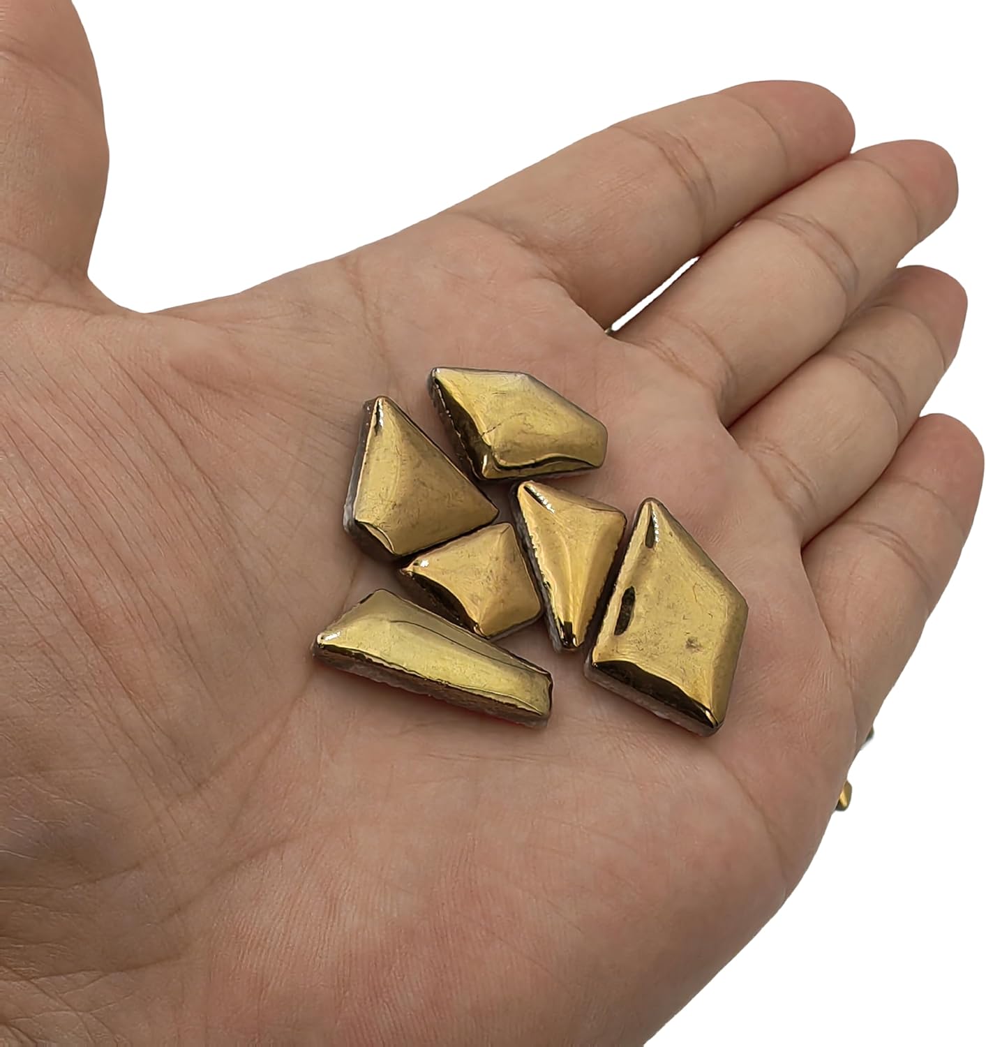 1.1LB Irregular Ceramics Mosaic Tiles, Mosaic Pieces Stones for DIY Mosaic Making Craft Hobby Arts Home Wall Decoration (Gold)