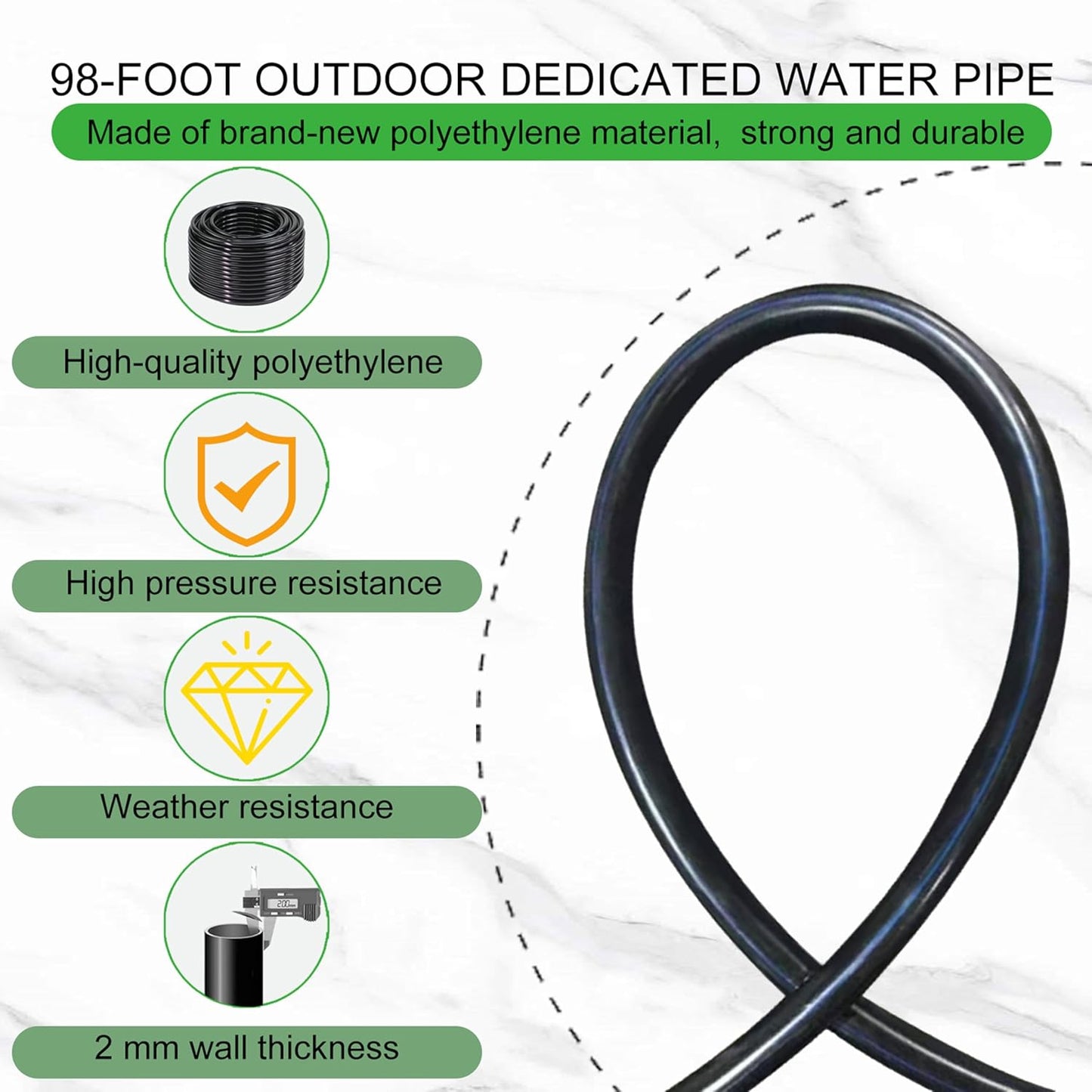 98 Ft Drip Irrigation System,360°Bendable Drip Irrigation Kit,25 Nozzles and 27 Quick Connectors,Automatic Garden Irrigation System,Adjustable Atomizing System for Plants, Greenhouse,Yard,Lawn