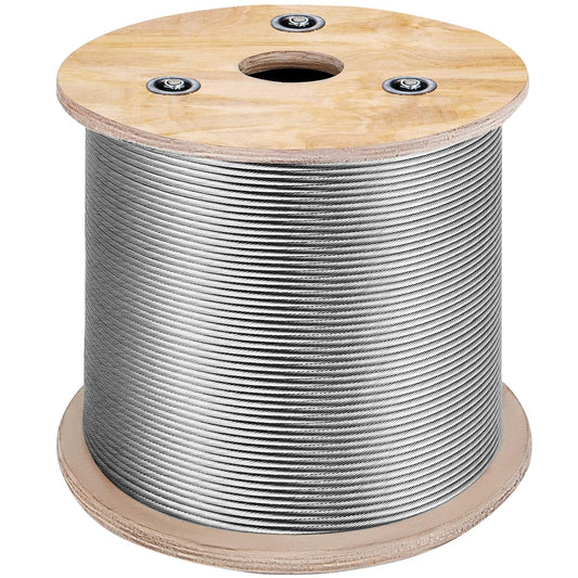 Mophorn Stainless Steel Cable Railing 1/8"x 500ft, Wire Rope 316 Marine Grade, Braided Aircraft Cable 7x7 Strands Construction for Deck,Rail,Balusters,Stair,Handrail,Porch,Fence