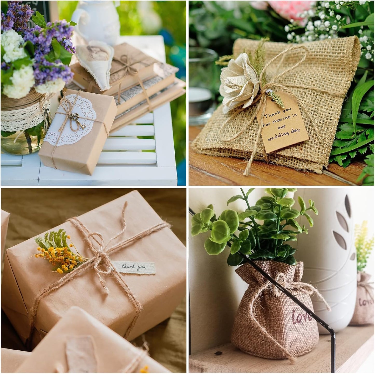 uxcell 164 Feet Natural Jute Twine String,3mm Thin Garden Twine Rope Colored Plant String Cord for DIY Art Crafts Gift Wrapping Decoration Packing Gardening Plant Hanger,Yellow