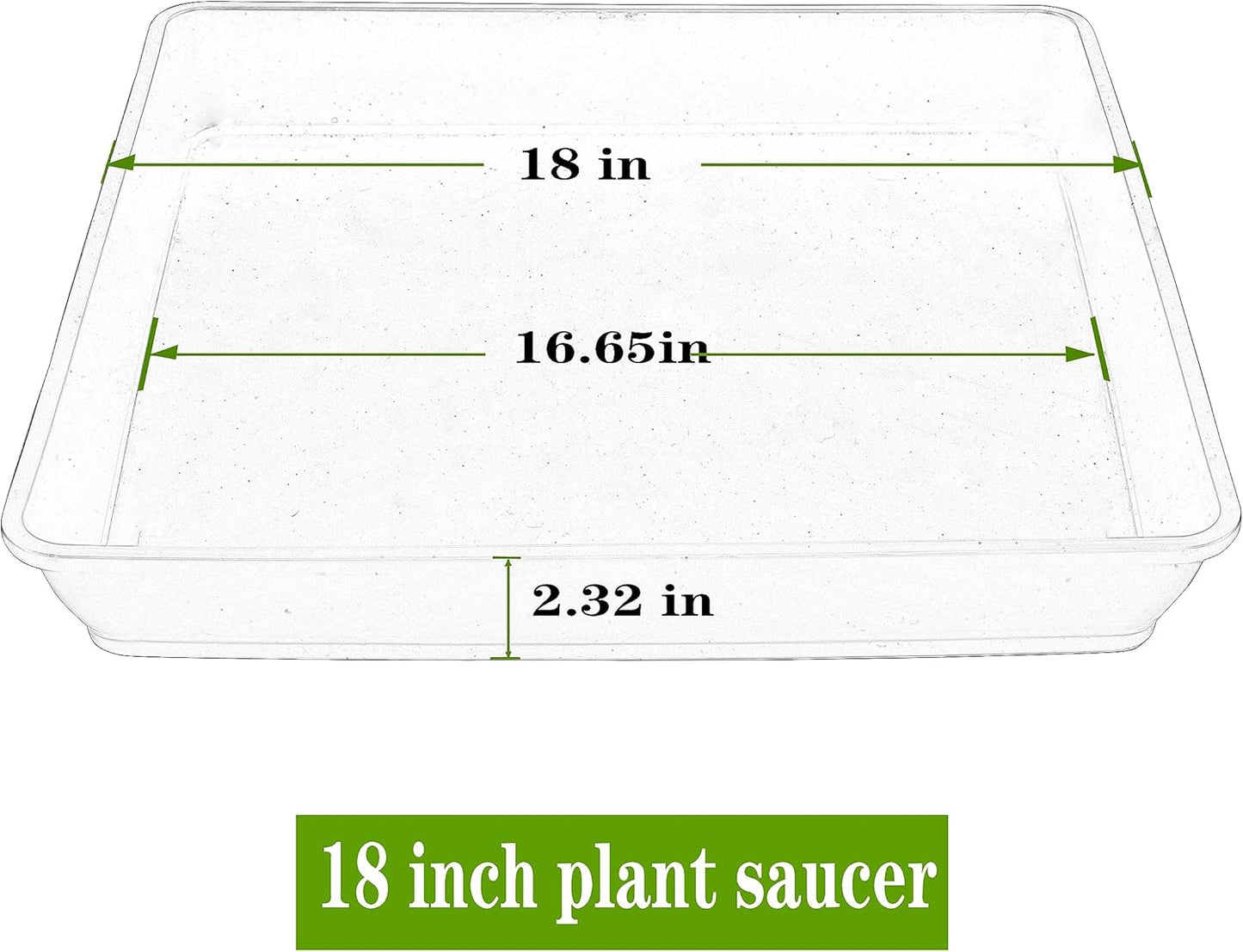 Square Plant Saucer 18 Inch 4 Pack, Durable Plastic Plant Saucer, Garden Large Deep Plant Trays for Pots, Heavy Duty Plant Pot Saucers, Planters for Indoors and Outdoors Plants.