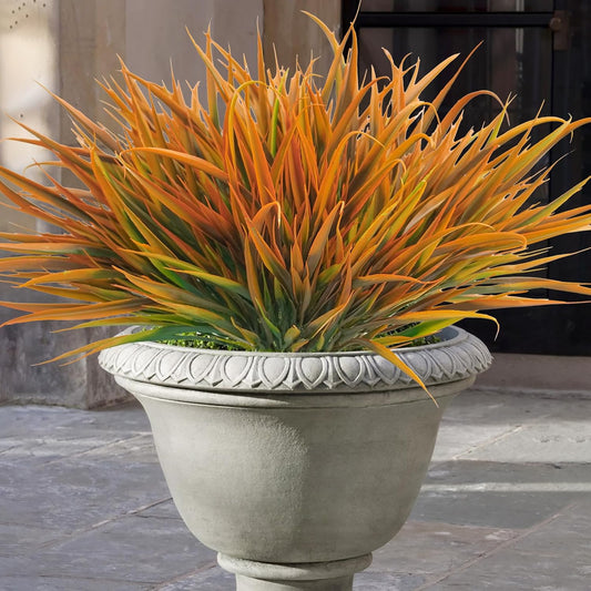 Uieke 28 Bundles Artificial Outdoor Plants UV Resistant Fake Grass Plants Faux Plastic Plants Greenery Shrubs for Home Garden Pathway Window Box Front Porch Cemetery Fall Decor, Autumn Orange