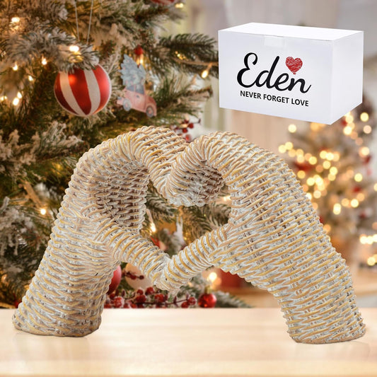 Heart Hands Sculpture, Gold Room Decor for Living Room Bedroom Bookshelf, Gifts for Mom Mother' s Day, Father's Day (No Bracelets) Rattan