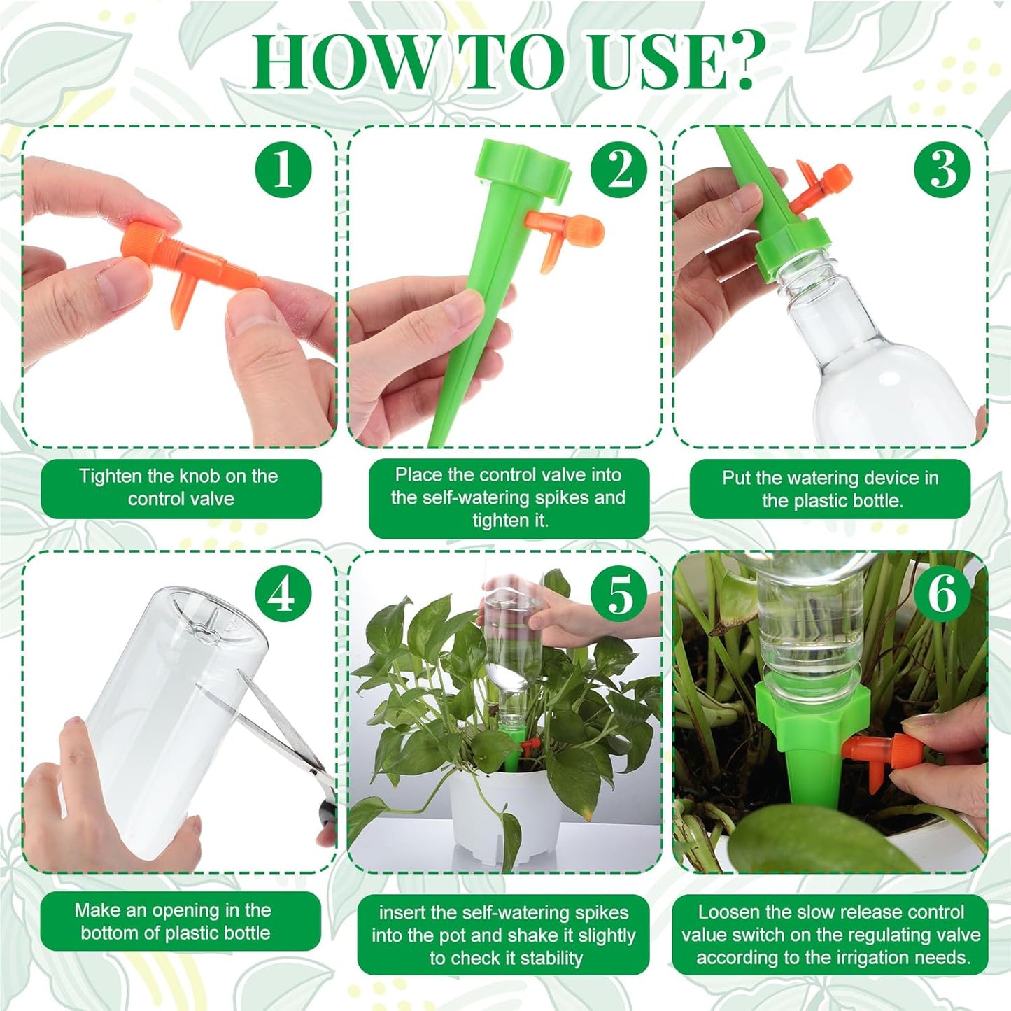 8 Set Plant Watering Devices with Self Watering Spikes and 26 oz Plastic Bottles Plant Waterer Devices with Adjustable Control Valve Switch Indoor Outdoor (Clear)