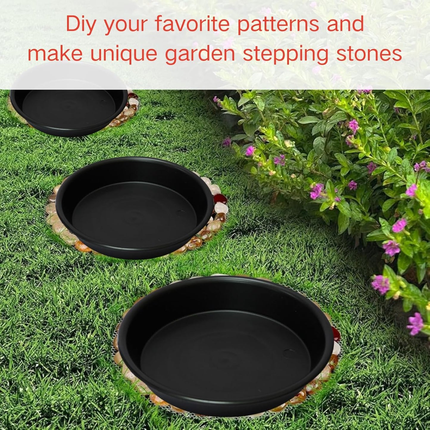 6 Pcs Bigger Round Stepping Stone Mold, 3 Size Cement Molds for Concrete, 10.63" 11.81" 12.99" Thicken Plastic Concrete Molds for Casting Garden Pavement and Stepping Stones Outdoor Walkway