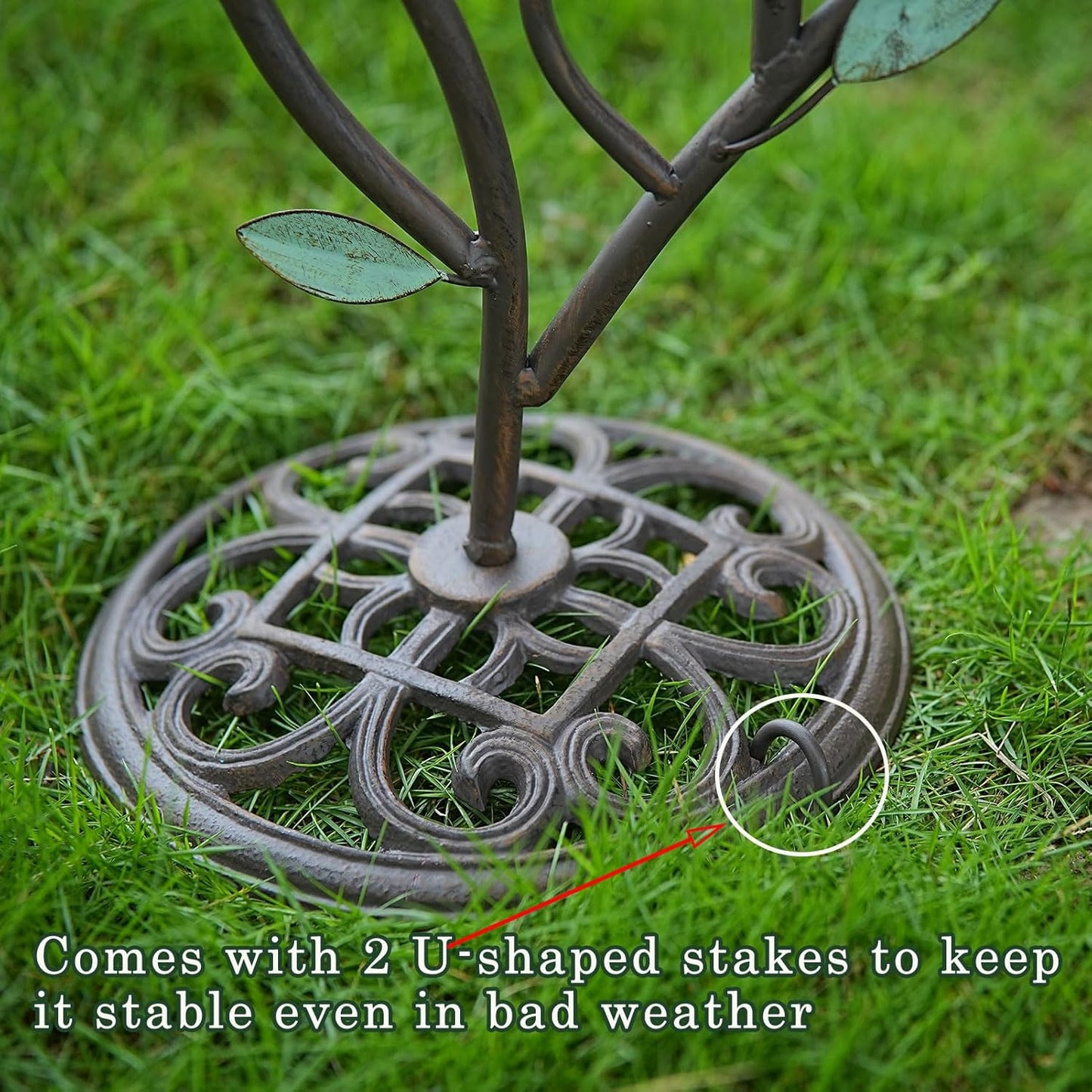 38" H Cast Iron Pedestal Bird Baths for Outdoors,3 in 1 Metal Bird Bath Bowl with Bird Houses and Bird Feeder,Garden Yard Decor