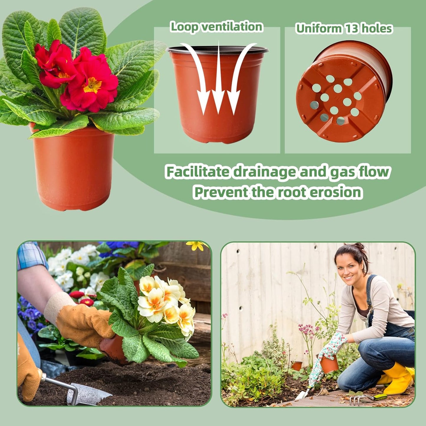 100 Pcs Plant Nursery Pots,6 Inch Thicker Plastic Seedling Pots with Holes,Seed Starting Pot Flower Plant Container for Succulents,Seedlings,Cuttings,Transplanting